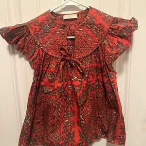 Ulla Johnson Red and Green Floral Top